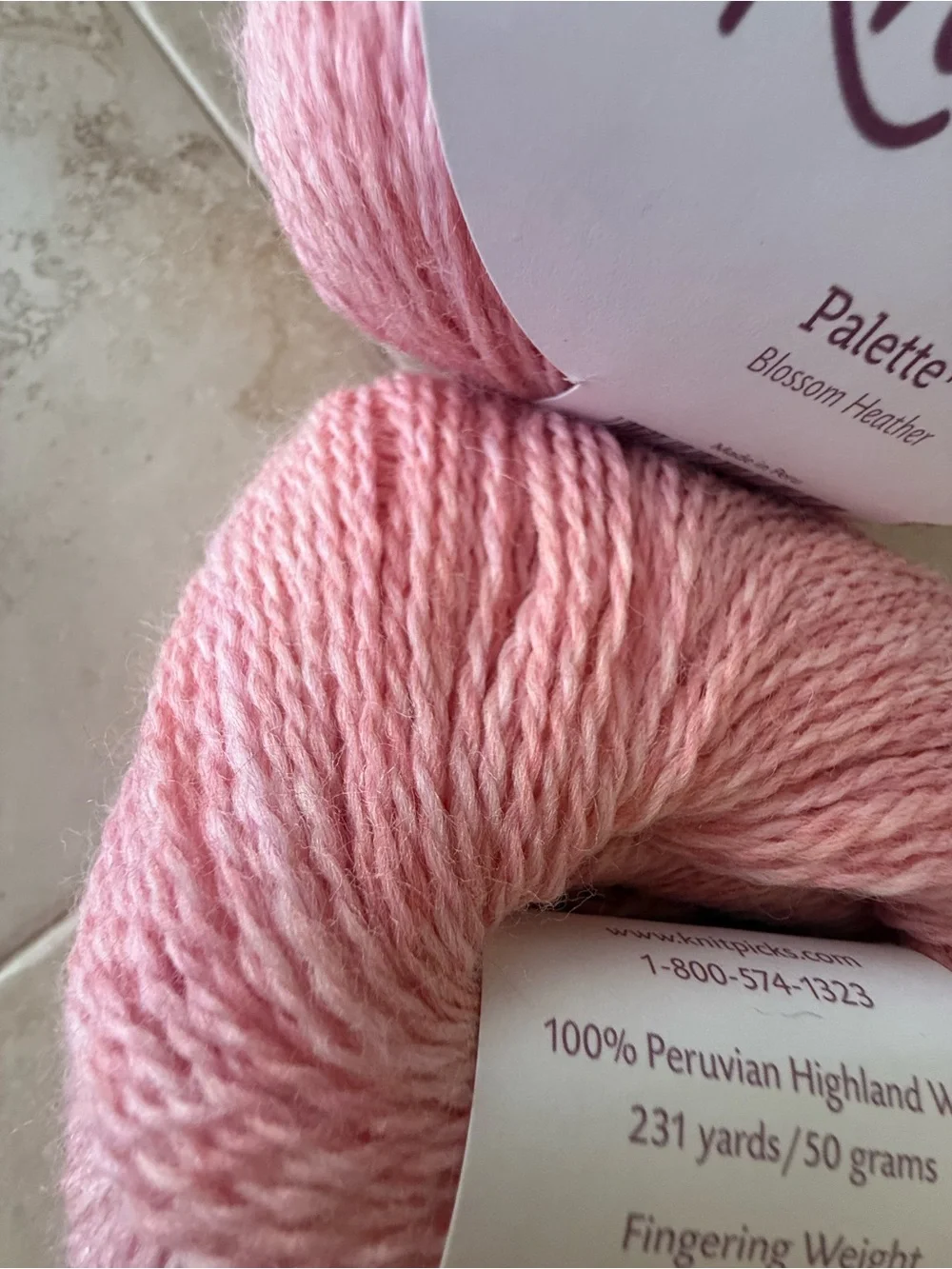 Knit Picks Palette Blossom Heather Pink Fingering Weight Wool Yarn